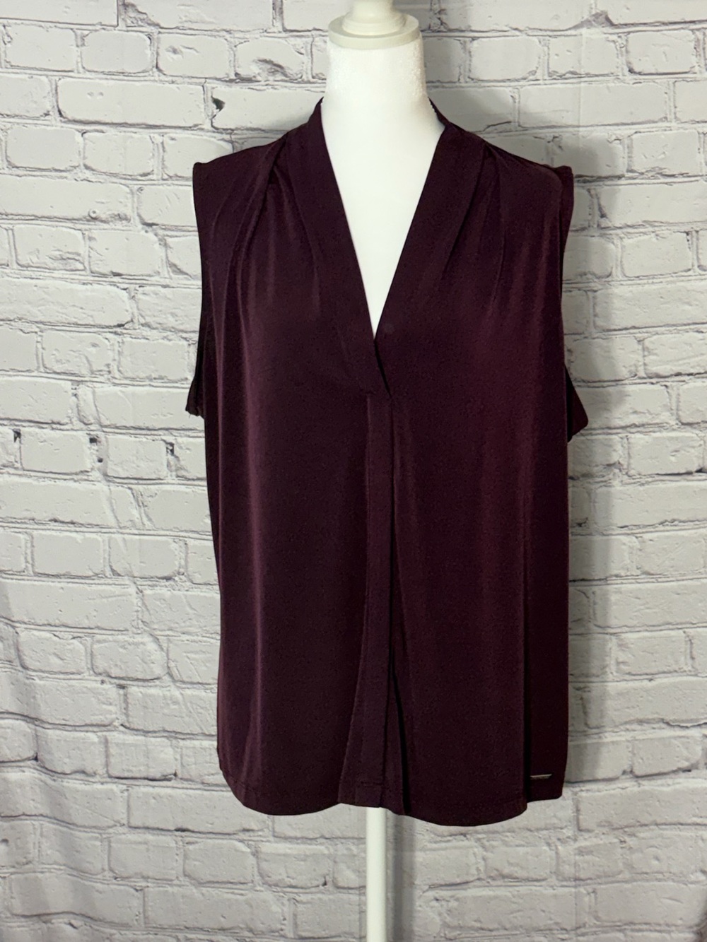 Calvin Klein Purple Knit Draped Sleeveless V-Neck Pullover Camisole Size 1X